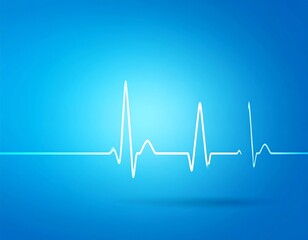 A heart rate monitor graphic, bright blue background