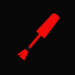 Angled Red Nail Polish Brush with Black Handle and Bristles