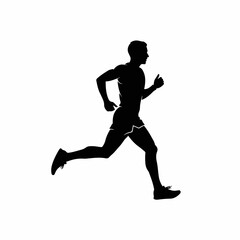 Silhouette of an athletic man running or jogging.