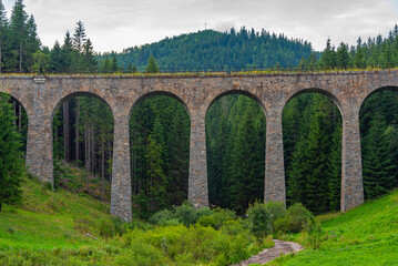 Fototapeta premium Chmarossky viaduct bridge in Slovakia during a cloudy day