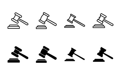 Gavel icon set. judge gavel icon vector. law icon vector. auction hammer