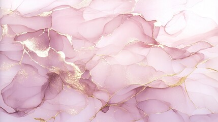 Pink and white alcohol ink background with gold elements, suitable for modern digital wallpaper or wall art, perfect for luxury interiors, bringing luxury and sophistication to the space.