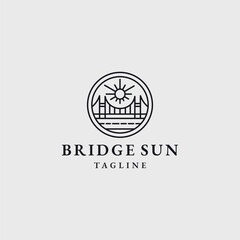 Bridge sun logo icon design template vector illustration