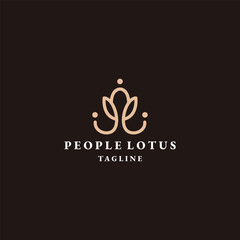 People lotus logo icon design template vector illustration