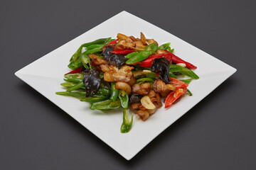 Chinese food stir-fried pork with green peppers