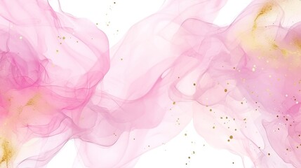 Pink and white alcohol ink background with gold elements, suitable for modern digital wallpaper or wall art, perfect for luxury interiors, bringing luxury and sophistication to the space.
