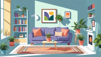 living room with a window