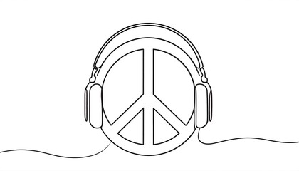 Headphones over peace symbol