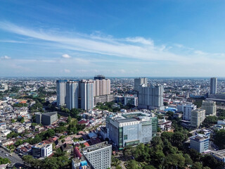 Aerial View of Medan City Skyline in Indonesia