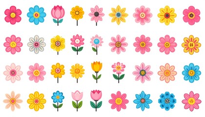 Obraz premium Colorful flower icons