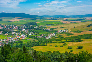 Obraz premium Panorama view of countryside in Bardejov district in Slovakia
