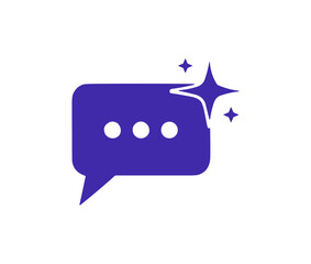 Blue Chat Bubble with Three Dots and Sparkle Icon
