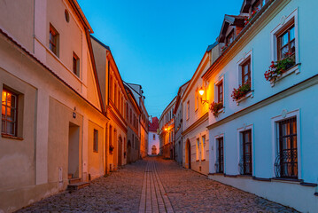 Obraz premium Sunset view of a colourful street at old town of Znojmo in Czech