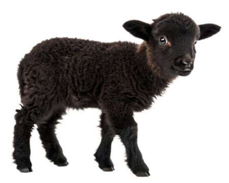 Black baby sheep and lamb isolated, Cutout