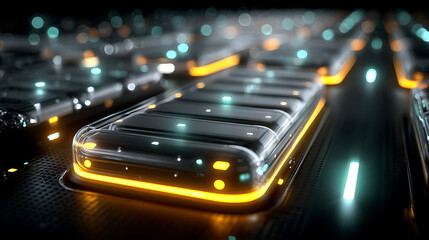 Futuristic Tech Device with Transparent Shell and Colorful Indicator Lights: For Data Centers, Industrial Automation and Electronic Engineering Scenarios