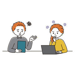 打ち合わせをするビジネスパーソンのイラスト　行き詰まる　悩む