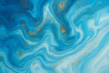 Fototapeta premium Abstract Fluid Art with Blue and Gold Swirls