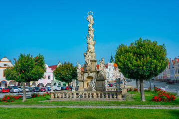 Obraz premium Colourful houses at historical square in Telc, Czech republic