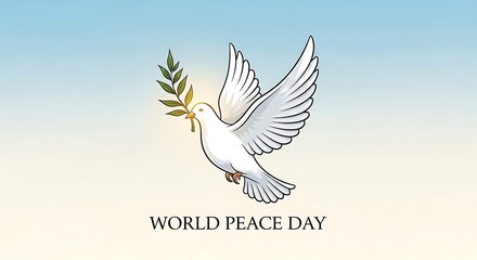 Fototapeta premium Symbol of hope and harmony: Illustration of a dove with an olive branch for peace day