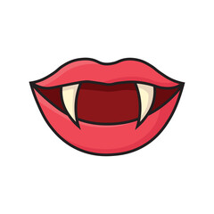 Illustration Vector Graphic Cartoon of Vampire Mouth with Sharp Fangs