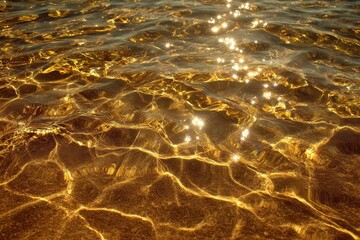 Golden Sunlight Reflecting on Shallow Sea Water