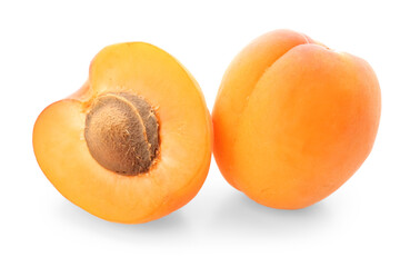 Ripe apricots isolated on white background