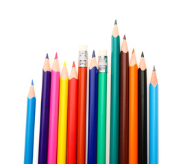 Fototapeta premium Group of colorful pencils on white background