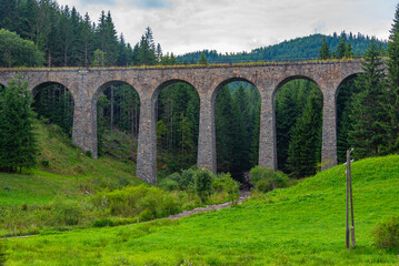 Fototapeta premium Chmarossky viaduct bridge in Slovakia during a cloudy day
