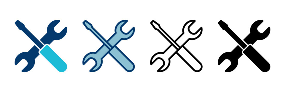 Repair icon vector isolated on white background. Wrench and screwdriver icon. settings vector icon. Maintenance. tools