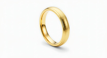 Elegant Gold Wedding Band, A Symbol of Timeless Love and Commitment, Gold Ring Against a White Background