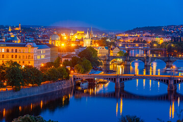 Obraz premium Bridges over Vltava river viewed from Letna in Prague, Czech rep