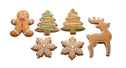Festive Christmas Gingerbread Cookies Decorated With Icing