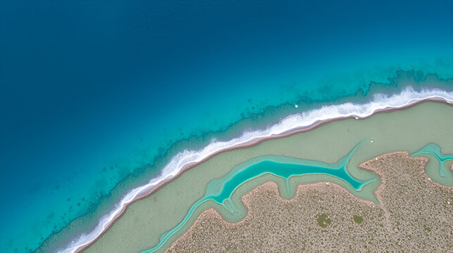 Halocline Mauritius Aerial view ocean and fresh water river
