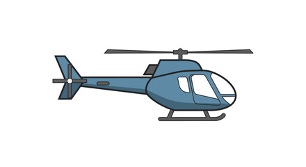 A sleek, modern, blue helicopter illustration with two rotors and a tail rotor, isolated on a white background, showcasing aviation and transport