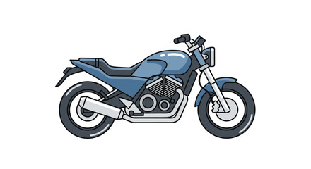 Fototapeta premium A sleek, modern blue motorcycle with chrome accents parked on a white background, perfect for transportation, adventure, and lifestyle imagery