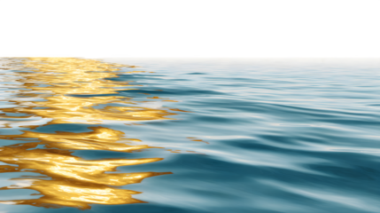 Golden water surface, isolated on transparent background