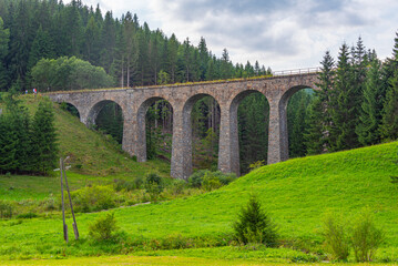 Fototapeta premium Chmarossky viaduct bridge in Slovakia during a cloudy day
