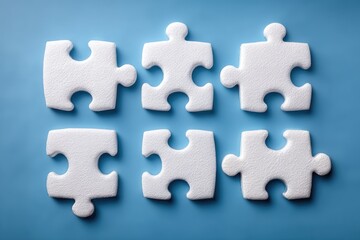 Fototapeta premium White Puzzle Pieces on Blue