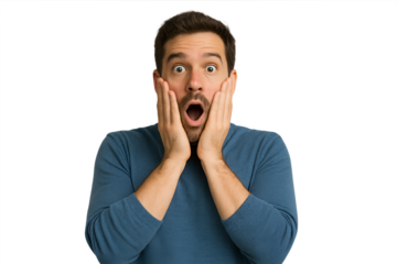 surprised young man isolated on white