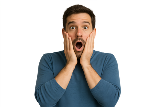 surprised young man isolated on white