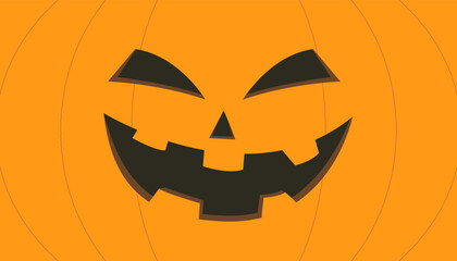 Character of halloween pumpkin face on copy space orange background , Vector illustration