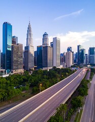 Fototapeta premium City Skyline Highway Aerial