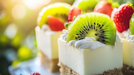 Fresh Fruit Dessert with Whipped Cream and Vibrant Colors