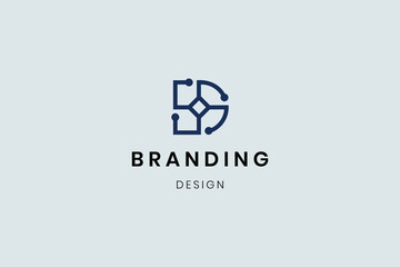 Modern geometric D letter liner logo design