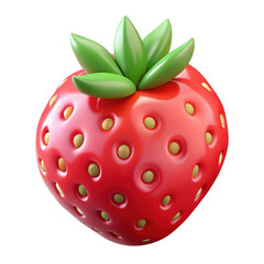 Obraz premium 3d realistic ripe strawberry with green leaves