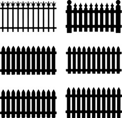 set of fence  silhouette vector illustration