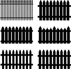 set of fence  silhouette vector illustration