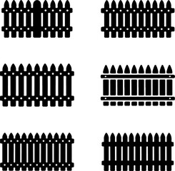 set of fence  silhouette vector illustration