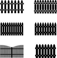 set of fence  silhouette vector illustration