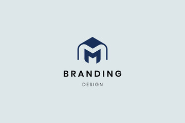 Letter M logo template with abstract design for company